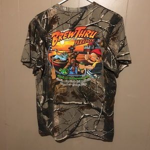 Brew thru obx Camouflage tshirt outer banks merch